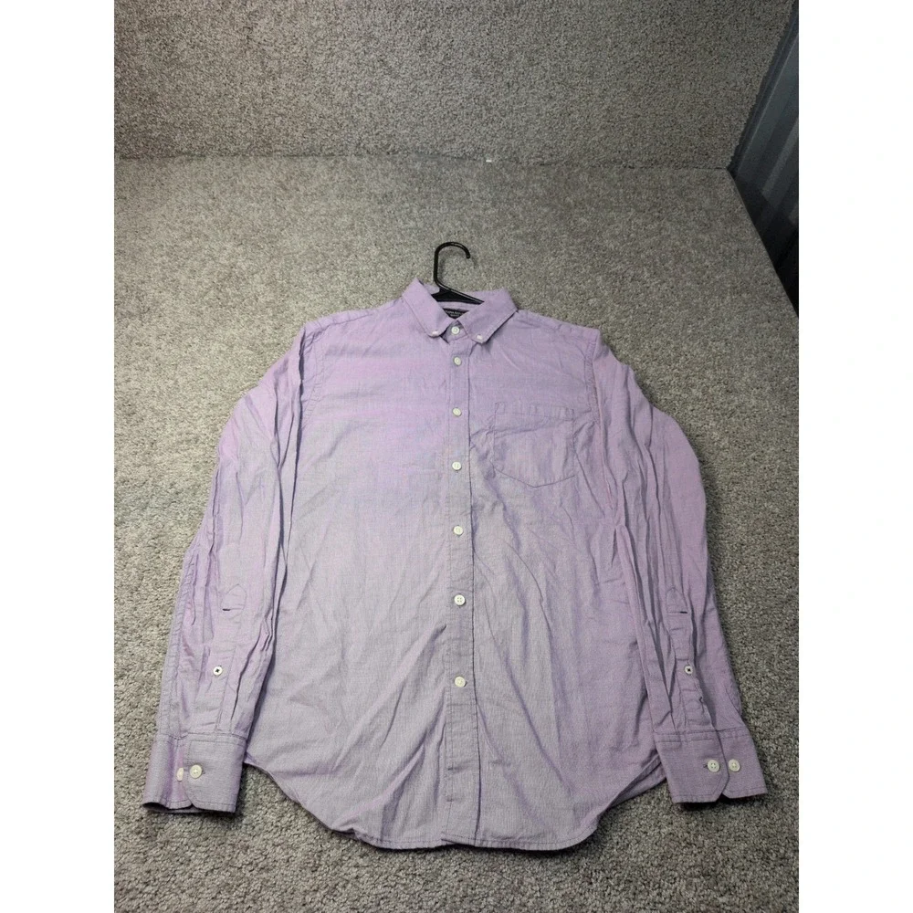 Banana Republic Mens Slim Fit Purple Gingham Button Down Shirt Small Long Sleeve